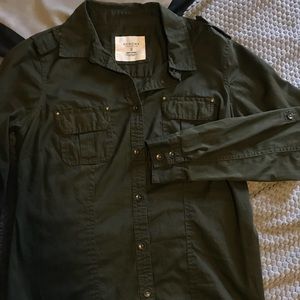 Sonoma dark green button down
